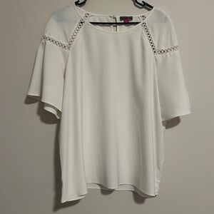 Vince Camuto Cream Blouse with Lace Accents Size Large - Business Casual Blouse